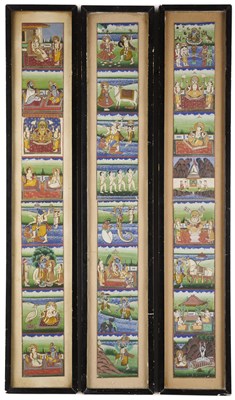 Lot 230 - TWENTY FOUR SMALL SCENES OF HINDU DEITIES, RAJASTHAN, WESTERN INDIA, 19TH CENTURY