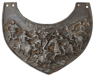 Lot 483 - A DECORATED GORGET IN FLEMISH 17TH CENTURY STYLE, 19TH CENTURY