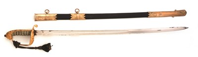 Lot 78 - AN 1846 PATTERN NAVAL OFFICER'S SWORD with regulation blade etched with a fouled anchor and the Roya