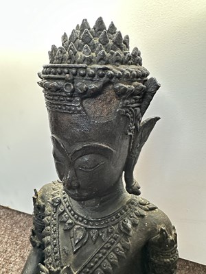 Lot 122 - A LATE AYUTHIA BRONZE FIGURE OF BUDDHA, THAILAND, 17TH/18TH CENTURY
