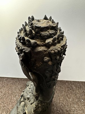 Lot 122 - A LATE AYUTHIA BRONZE FIGURE OF BUDDHA, THAILAND, 17TH/18TH CENTURY