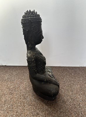 Lot 122 - A LATE AYUTHIA BRONZE FIGURE OF BUDDHA, THAILAND, 17TH/18TH CENTURY