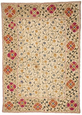 Lot 523 - TWO EMBROIDERED SUSANIS, UZBEKISTAN, CIRCA 1900