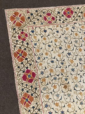 Lot 523 - TWO EMBROIDERED SUSANIS, UZBEKISTAN, CIRCA 1900