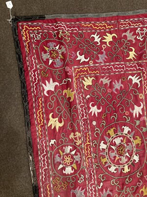 Lot 523 - TWO EMBROIDERED SUSANIS, UZBEKISTAN, CIRCA 1900
