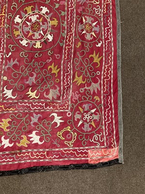 Lot 523 - TWO EMBROIDERED SUSANIS, UZBEKISTAN, CIRCA 1900