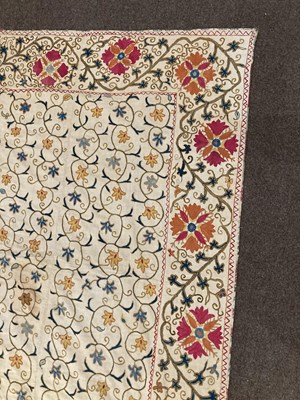 Lot 523 - TWO EMBROIDERED SUSANIS, UZBEKISTAN, CIRCA 1900