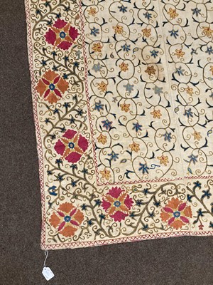 Lot 523 - TWO EMBROIDERED SUSANIS, UZBEKISTAN, CIRCA 1900