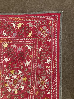 Lot 523 - TWO EMBROIDERED SUSANIS, UZBEKISTAN, CIRCA 1900