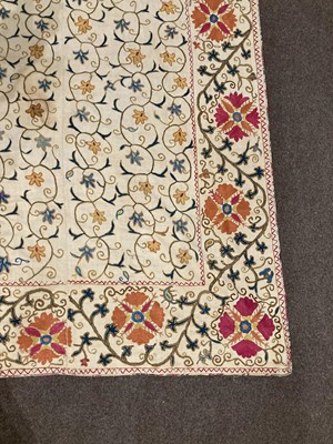 Lot 523 - TWO EMBROIDERED SUSANIS, UZBEKISTAN, CIRCA 1900
