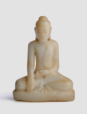 Lot 120 - A SMALL ALABASTER FIGURE OF BUDDHA, BURMA, CIRCA 1900