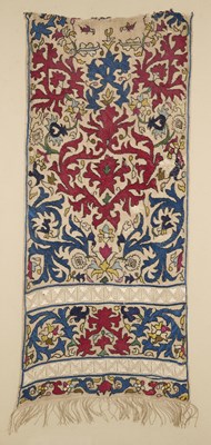 Lot 47 - A SILK EMBROIDERED LINEN PANEL, ALGERIA, CIRCA 1850