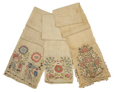 Lot 46 - THREE OTTOMAN EMBROIDERED TOWELS, 19TH CENTURY