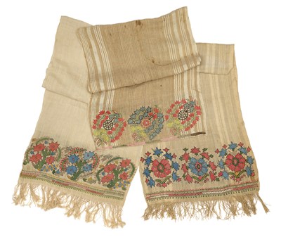 Lot 45 - THREE OTTOMAN EMBROIDERED TOWELS, 19TH CENTURY