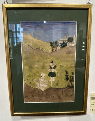Lot 223 - A CHENCHU HUNTRESS AND HER COMPANION, PROVINCIAL MUGHAL OR DECCAN, INDIA, 18TH CENTURY