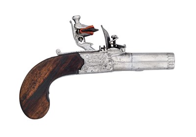 Lot 508 - A 40 BORE FLINTLOCK TURN-OFF BOX-LOCK POCKET PISTOL BY J. ROBINSON, BOOTLE