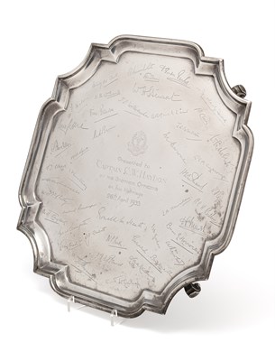 Lot 94 - A GEORGE V SILVER SALVER, GOLDSMITHS & SILVERSMITHS CO. LTD., LONDON, 1932