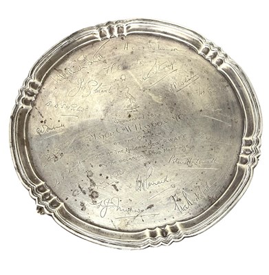 Lot 97 - A GEORGE V SILVER SALVER, GOLDSMITHS & SILVERSMITHS CO. LTD., LONDON, 1932