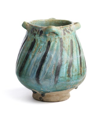 Lot 60 - A KASHAN TURQUOISE GLAZED VASE, PERSIA, CIRCA 13TH CENTURY