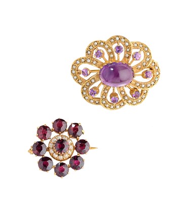 Lot 330 - TWO GEM-SET BROOCHES, 1960s