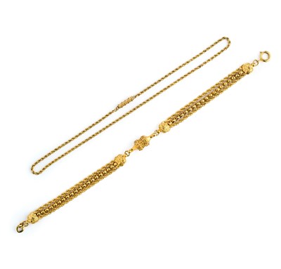 Lot 325 - GOLD ALBERTINE AND NECKLACE, 1890s