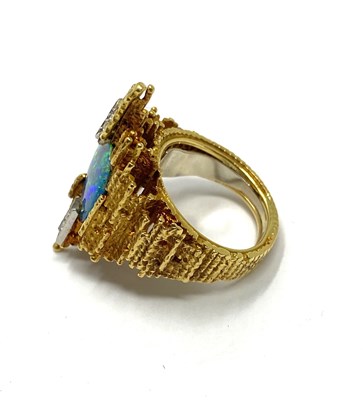 Lot 388 - GRIMA: GOLD, OPAL AND DIAMOND RING, 1971