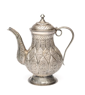 Lot 535 - A SMALL SILVER COFFEE POT, KASHMIR, CIRCA 1900