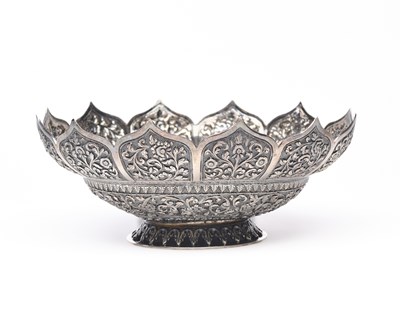 Lot 532 - A KUTCH SILVER SWEETMEAT BOWL, BHUJ, INDIA, CIRCA 1890