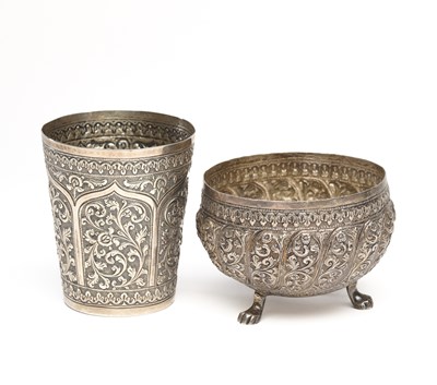 Lot 534 - TWO KUTCH SILVER VESSELS, BHUJ, INDIA, CIRCA 1900