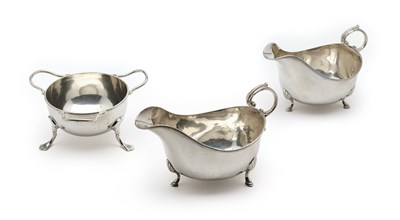 Lot 95 - A PAIR OF GEORGE V SILVER SAUCEBOATS, ASPREY & CO. LTD., LONDON, 1924