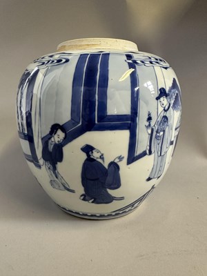 Lot 51 - A CHINESE BLUE AND WHITE JAR, QING DYNASTY, KANGXI PERIOD (1662-1722)