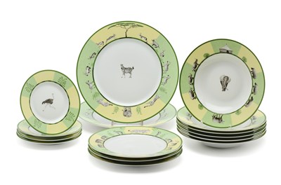 Lot 12 - A PART SET OF HERMES 'AFRICA' PATTERN PORCELAIN PLATES, CIRCA 2000