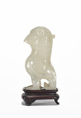 Lot 78 - A CHINESE ARCHISTIC JADE BIRD-FORM MINIATURE WINE VESSEL, ZUN