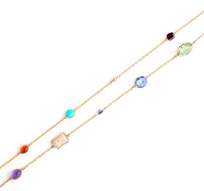 Lot 424 - GOLD AND GEM-SET LONG CHAIN, 1900s