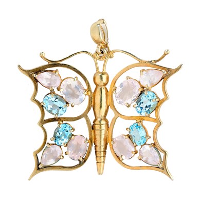 Lot 452 - AQUAMARINE AND MOONSTONE PENDANT