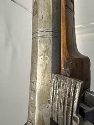 Lot 740 - A RARE 20 BORE ITALIAN MIQUELET-LOCK MUSKET, BRESCIA, CIRCA 1640