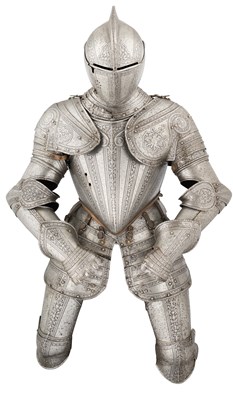 Lot 118 - A FINE AND WELL MATCHED COMPOSITE NORTH ITALIAN THREE-QUARTER ARMOUR WITH ETCHED DECORATION