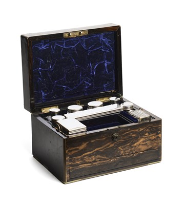 Lot 149 - A VICTORIAN COROMANDEL WOOD DRESSING CASE, J.C. VICKERY, LONDON, 1864