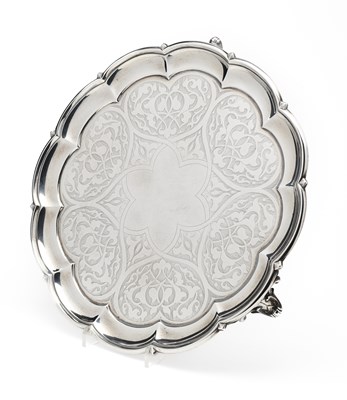 Lot 160 - A VICTORIAN SILVER SALVER, EDWARD BARNARD & SONS FOR RETAIL BY ELKINGTON & CO., LONDON, 1858