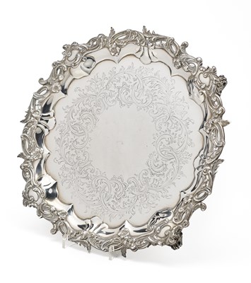 Lot 175 - A VICTORIAN SILVER SALVER, EDWARD BARNARD & SONS, LONDON, 1849