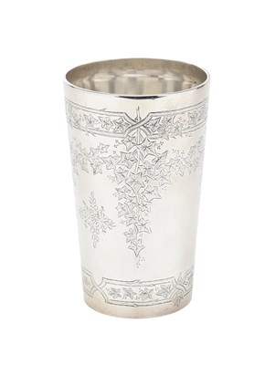 Lot 131 - A VICTORIAN SILVER BEAKER, ROBERT HENNELL & SONS, LONDON, 1878