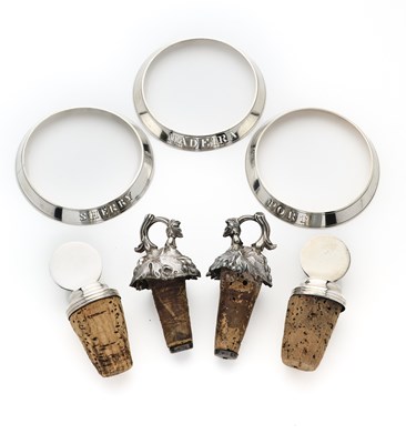 Lot 246 - A SET OF THREE VICTORIAN SILVER BOTTLE COLLARS, GEORGE JOHN RICHARDS, LONDON, 1851