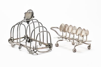 Lot 165 - NATURALISTIC SILVER: A VICTORIAN TOAST RACK AND A VICTORIAN LETTER RACK, BOTH BIRMINGHAM