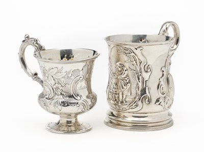 Lot 181 - TWO SILVER CHRISTENING MUGS, BOTH LONDON