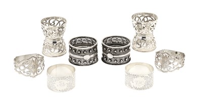 Lot 140 - THREE PAIRS OF VICTORIAN SILVER NAPKIN RINGS