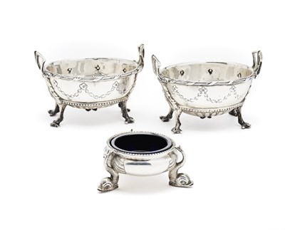 Lot 141 - A PAIR OF VICTORIAN SILVER SALT CELLARS, D. & C. HOULE, LONDON, 1874