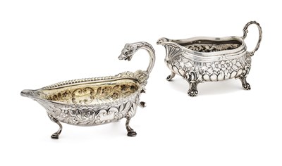 Lot 185 - TWO ENGLISH SILVER SAUCEBOATS, BOTH LONDON