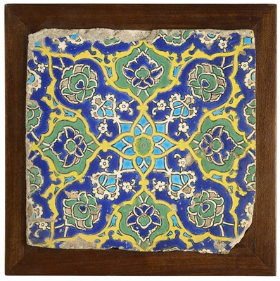 Lot 74 - AN OTTOMAN CUERDA SECA TILE, WESTERN ANATOLIA, FIRST HALF 16TH CENTURY