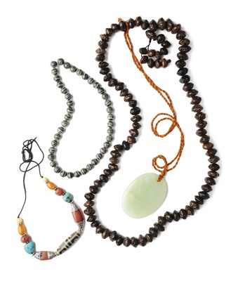 Lot 140 - THREE STRINGS OF BEADS (MALA), TIBET, CIRCA 19TH CENTURY