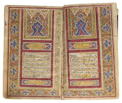 Lot 17 - AN ILLUMINATED QUR'AN, QAJAR PERSIA, DATED 1812 A.D., BY ZAYN AL-'ABIDIN AL-TALIQANI AL-KARKABUDI